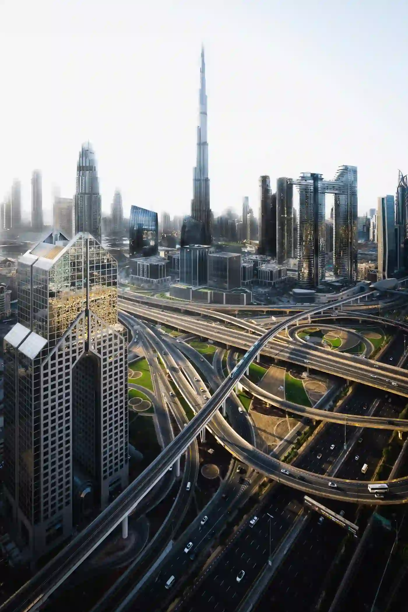 Dubai skyline and highway interchange
